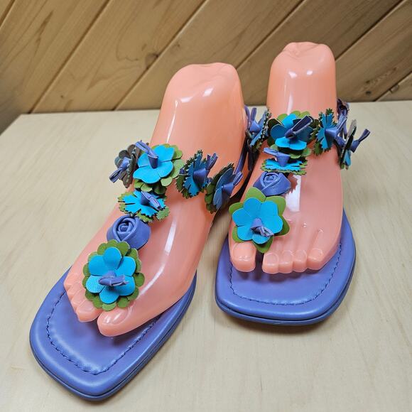 DIANTHUS by Jeffrey Campbell slingback thong sandal Floral detail - Picture 2 of 8